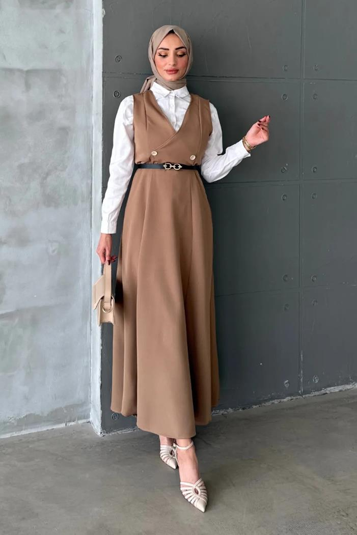 Erves Düğmeli Jile 1399 - Taba