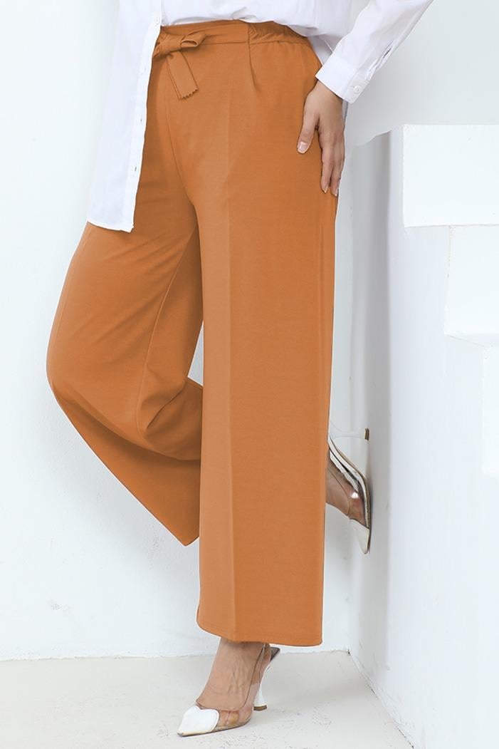 Meva Kemerli Bol Paça Pantolon 648 - Vizon