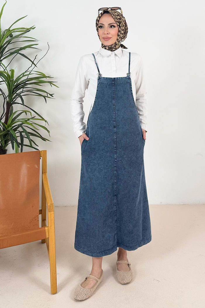 Serel Çift Cepli Kot Salopet 1374 - Mavi