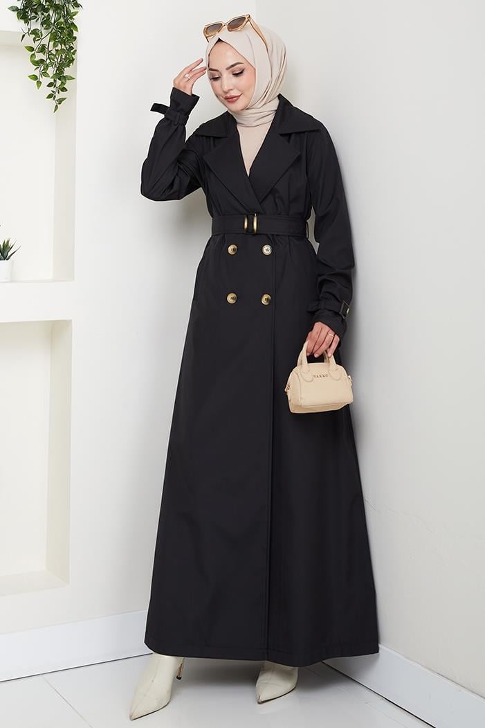 Tam Boy Su Geçirmez Trenç 1596 - Siyah