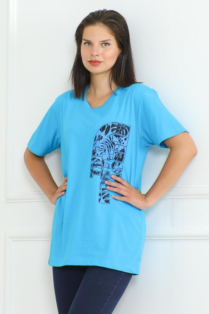 The Nort Baskılı Tişört 1075 - Mavi