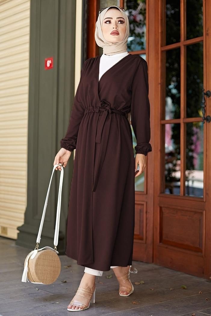 Tünel Kemerli Kimono 1428 - Acı Kahve