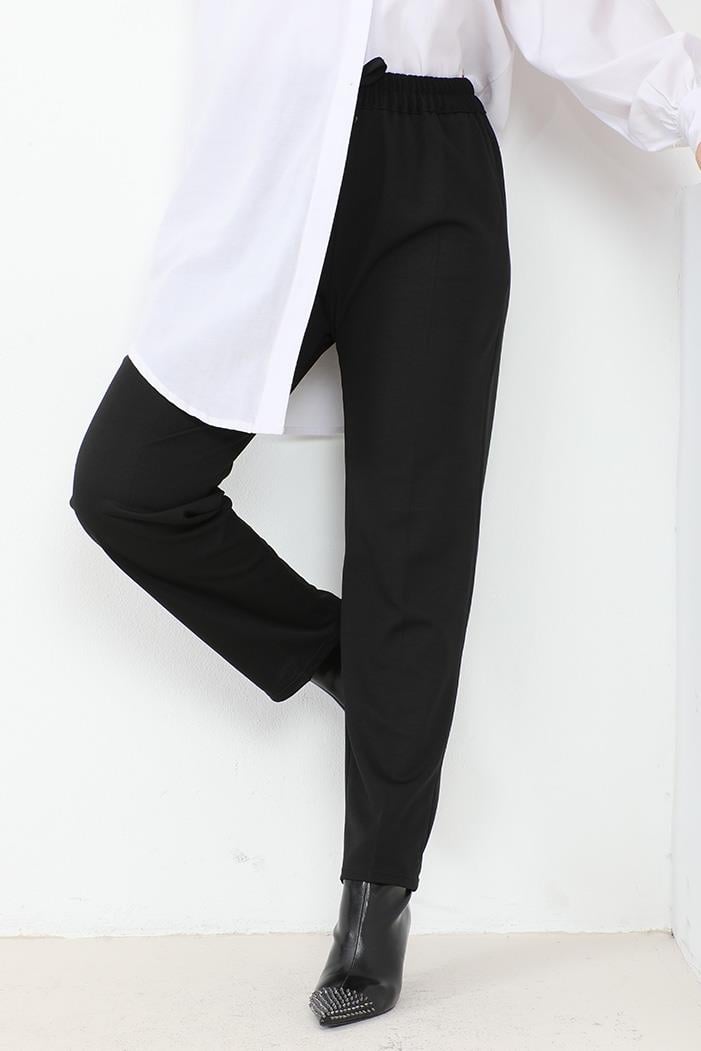 Zülal Beli Lastikli Cepli Pantolon 651 - Siyah