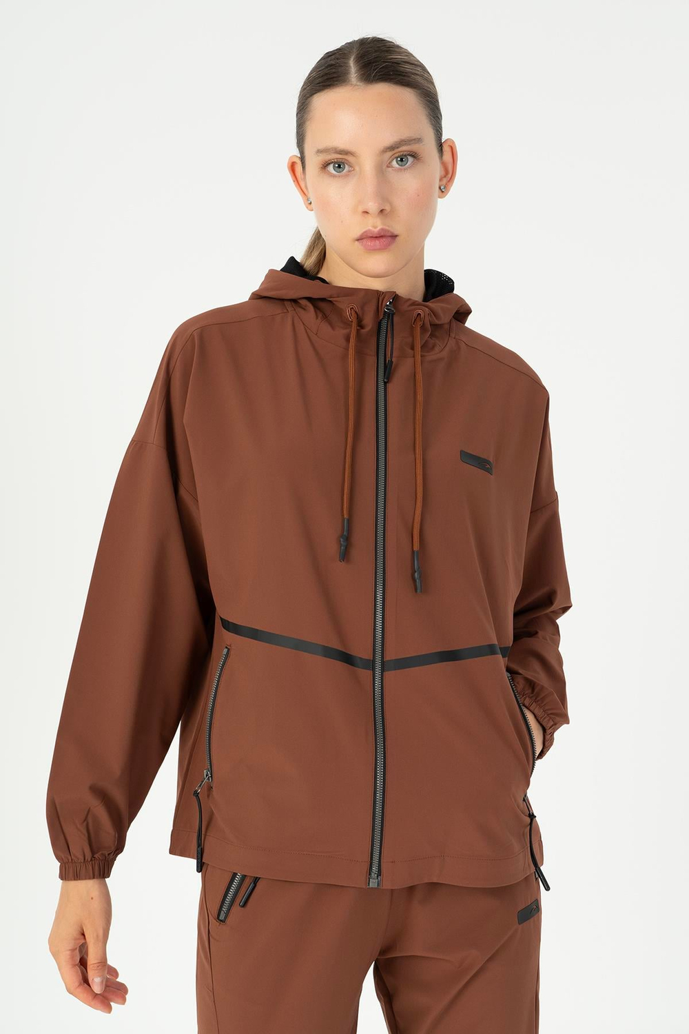 Maraton Active Comfort Kadın Kapşonlu  Düşük Kol Training  Tracktop 23265