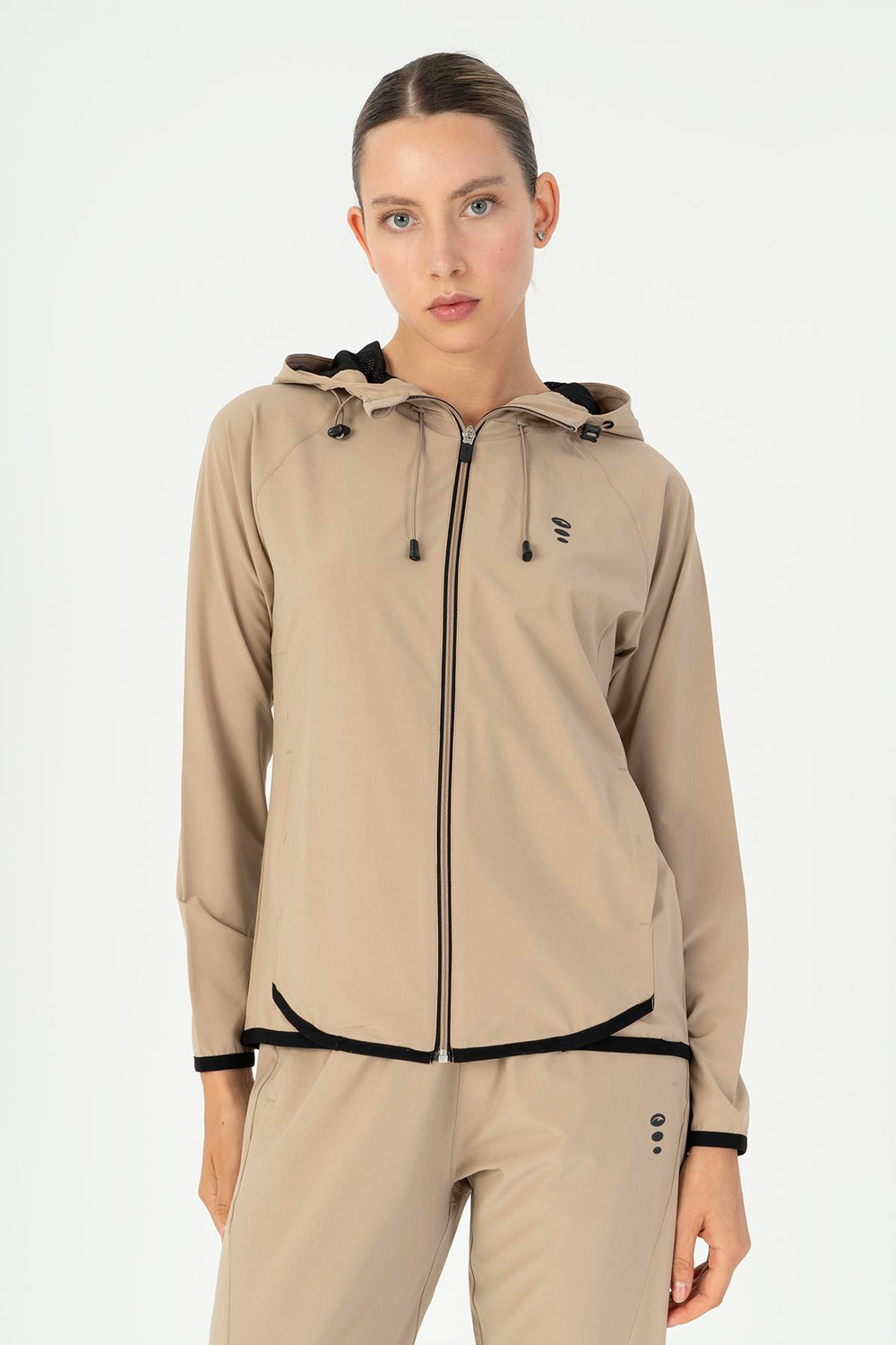 Maraton Active Regular Kadın Kapşonlu  Reglan Kol RUN Açık Vizon Tracktop 23195