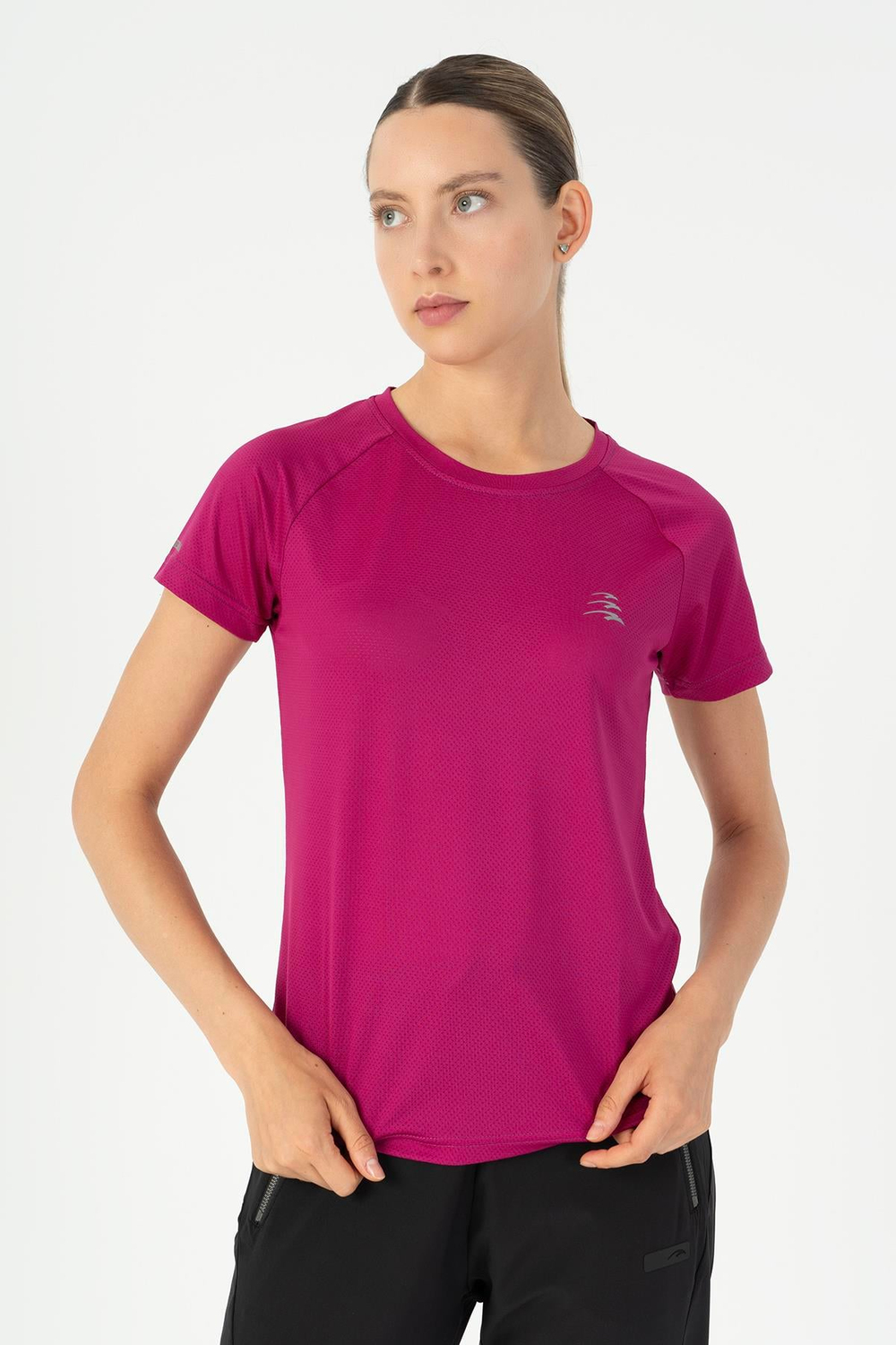 Maraton Active SlimFit Kadın Bisiklet Yaka  Reglan Kol RUN  T-shirt 23236