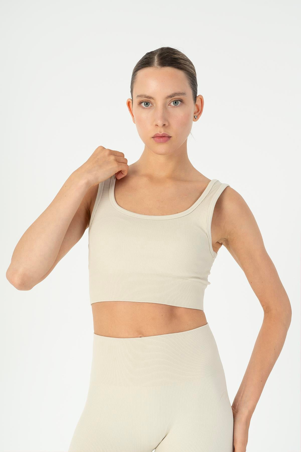 Maraton Active SlimFit Kadın Düz Yaka  Kolsuz Koşu Kil Rengi Bra 813097