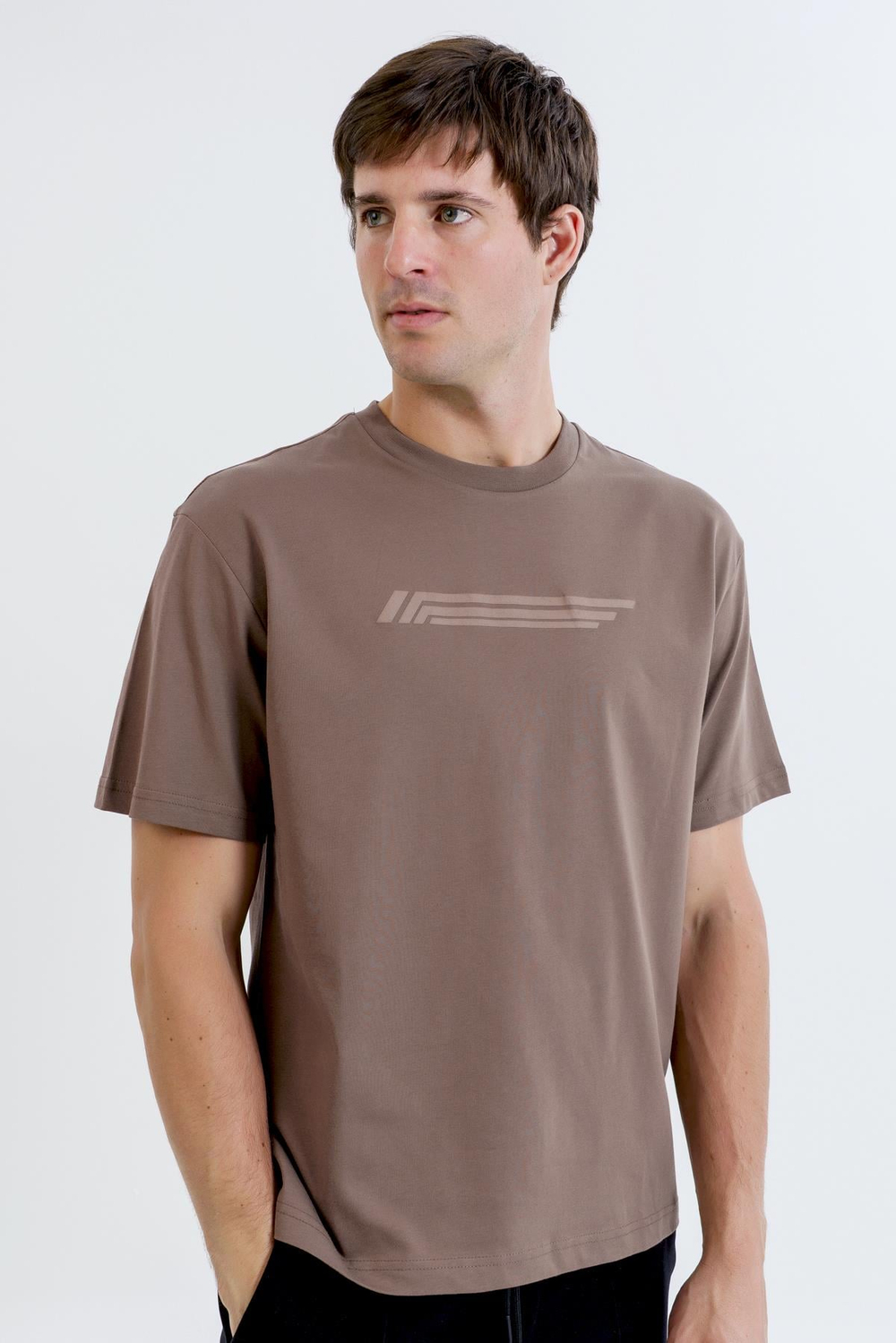 Maraton BOXY Erkek Bisiklet Yaka  Kısa Kol Kakao T-shirt 23899
