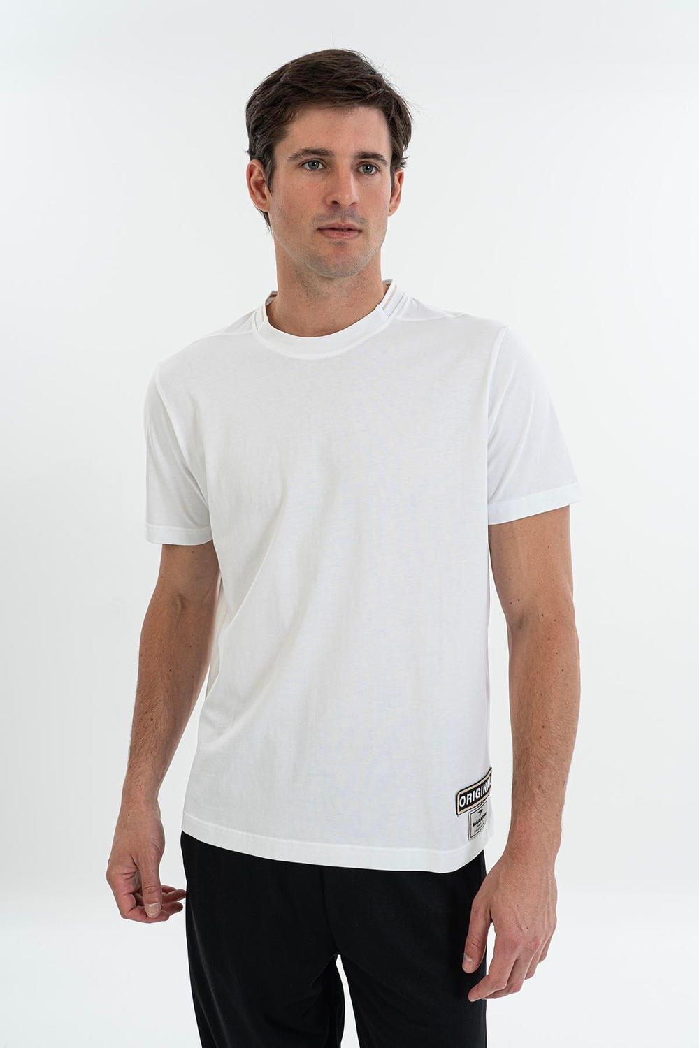 Maraton Comfort Erkek Bisiklet Yaka  Takma Kol Beyaz T-shirt 23878