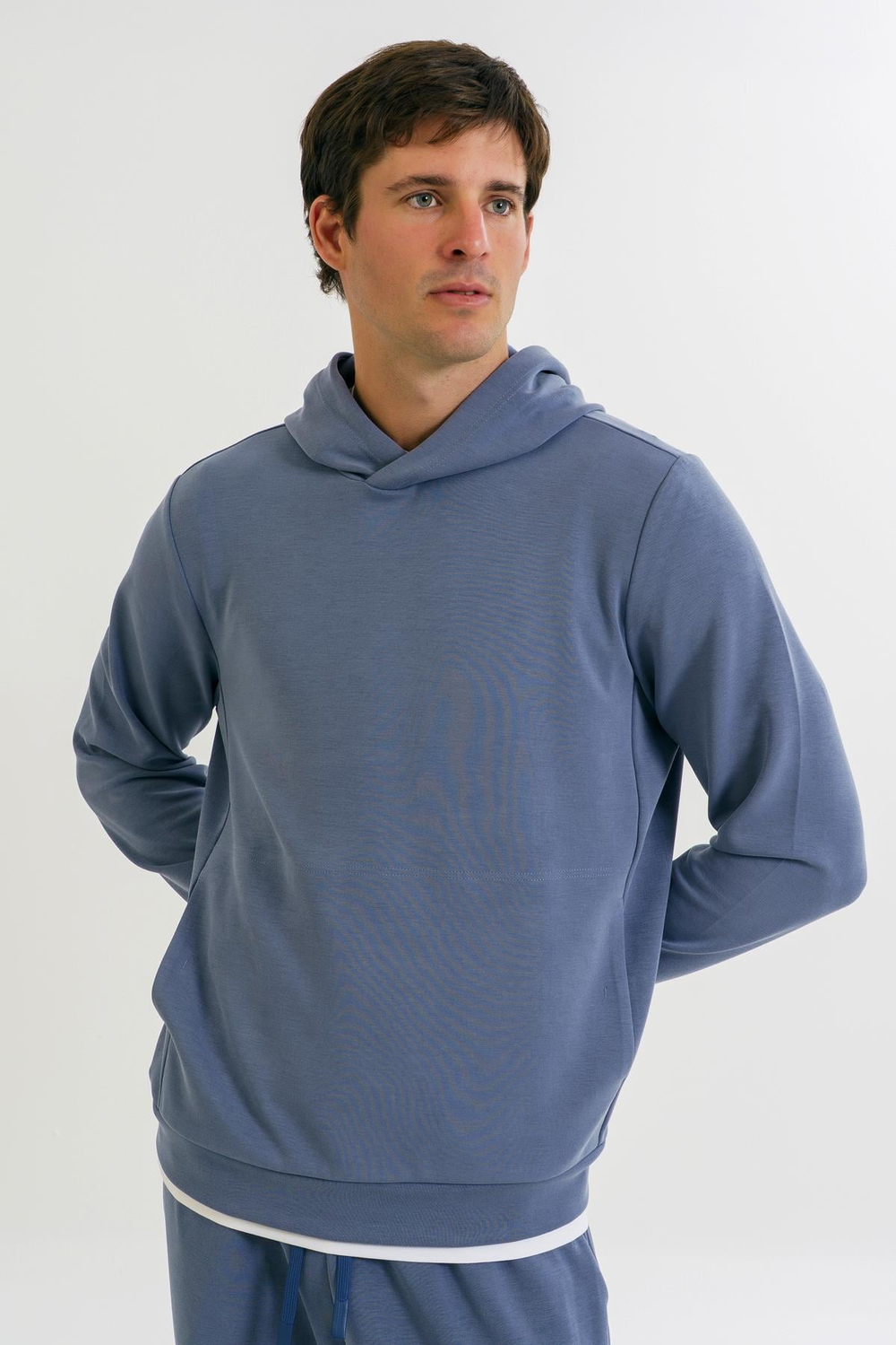 Maraton Comfort Erkek Kapşonlu  Takma Kol İndigo Sweatshirt 23652