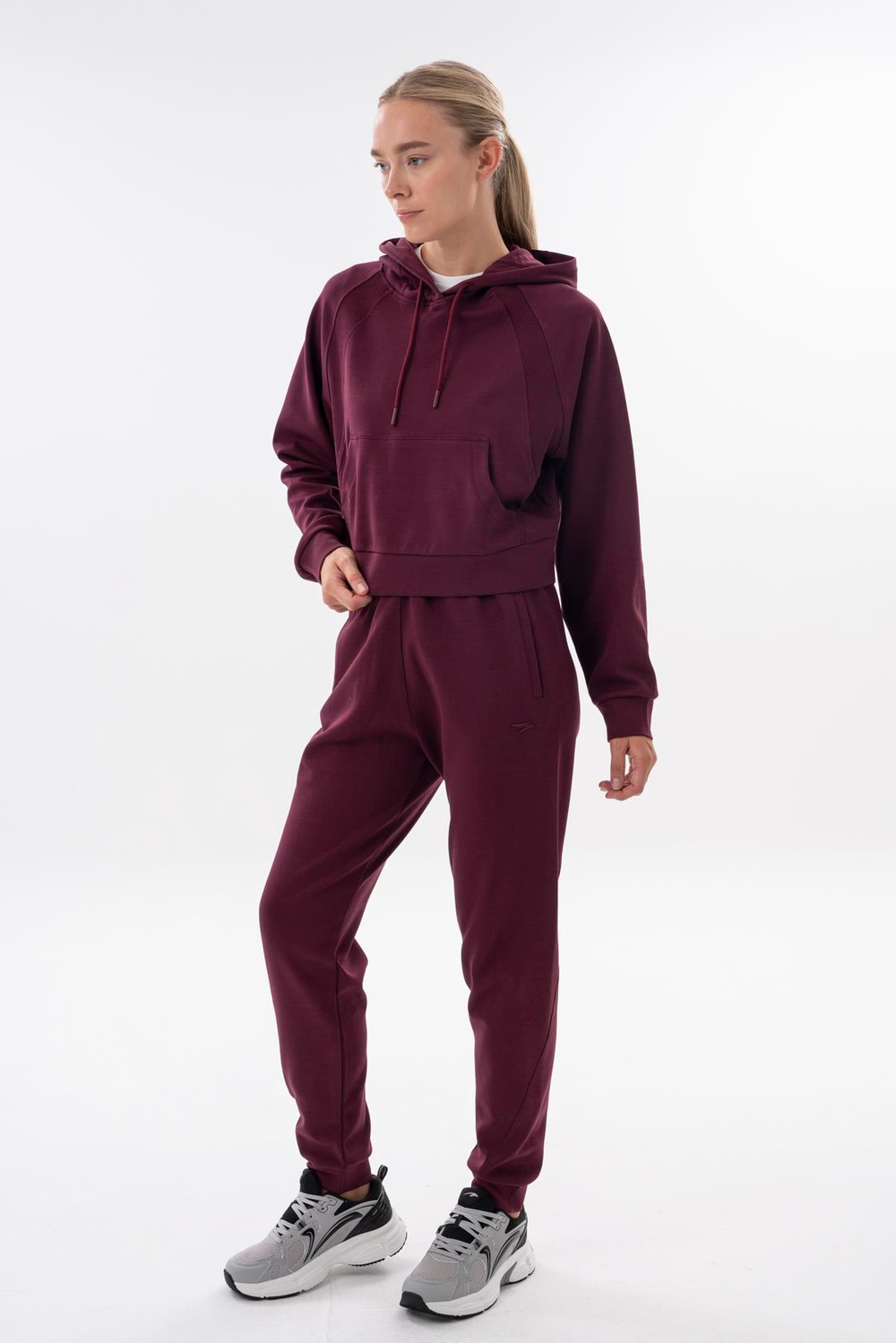 Maraton Comfort Kadın Kapüşonlu  BORDO- Sweatshirt