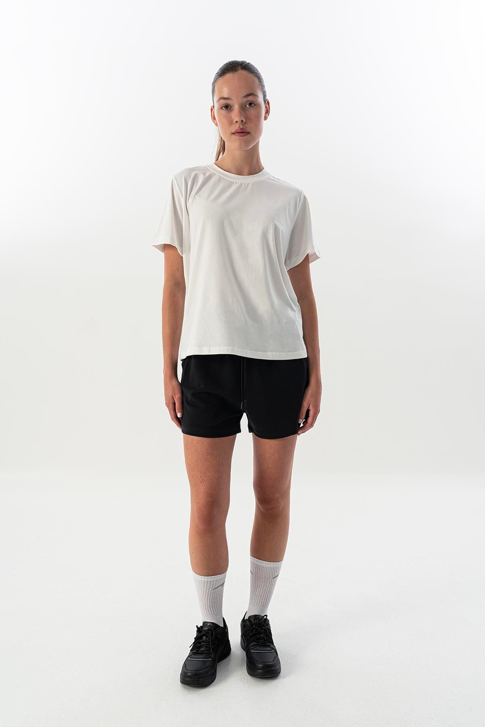 Maraton New Basic Kadın Bisiklet Yaka  Kısa Kol Beyaz T-shirt 23937