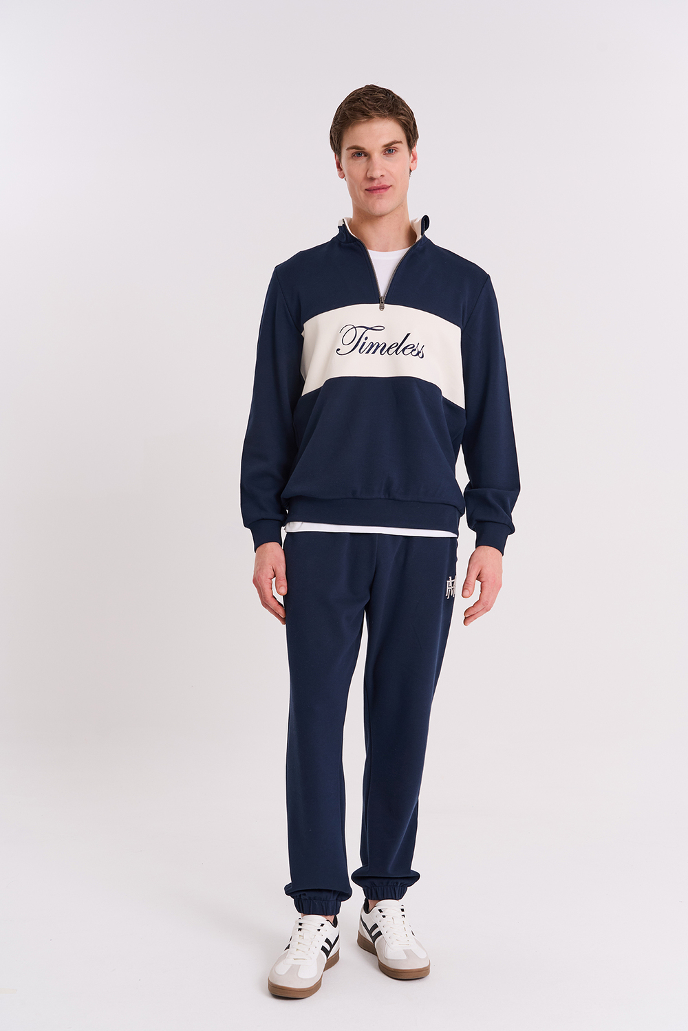 Maraton Regular Erkek Dik Yaka  Lacivert- Sweatshirt