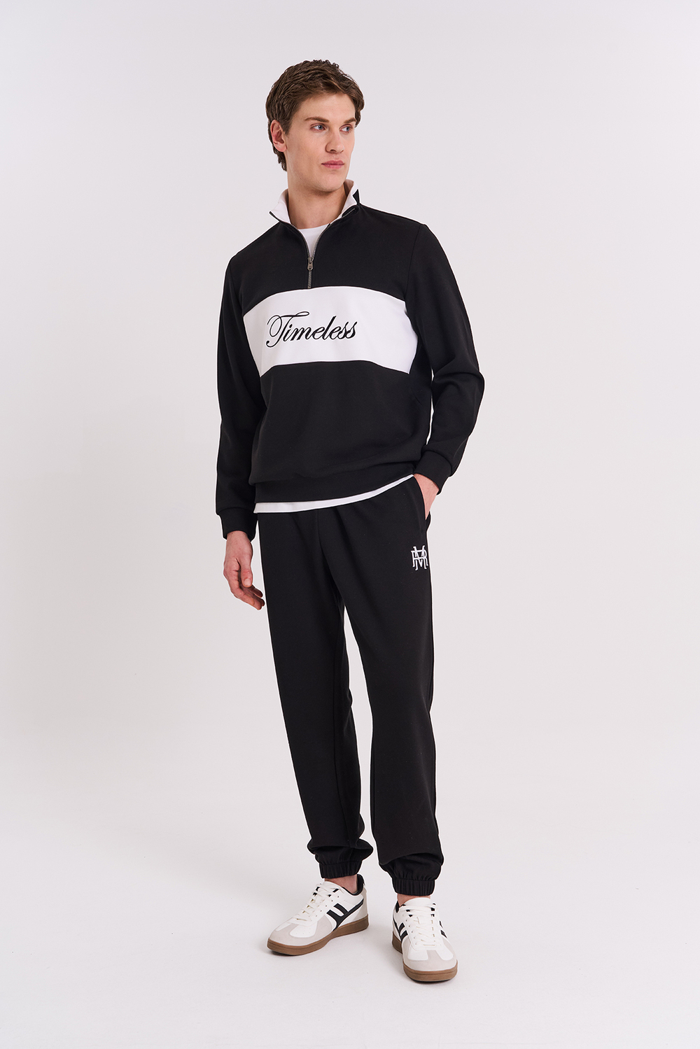 Maraton Regular Erkek Dik Yaka  Siyah- Sweatshirt