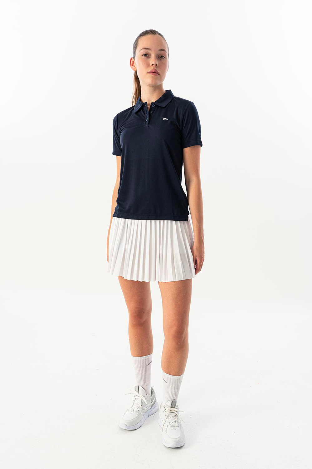 Maraton Regular Kadın AYAKSIZ PATLI POLO YAKA  Kısa Kol Navy T-shirt 23842