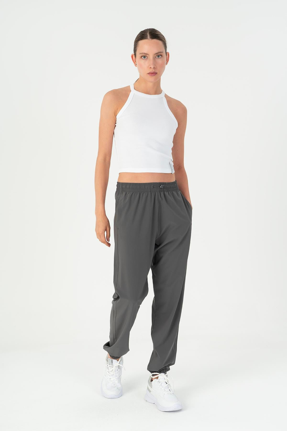 Maraton SlimFit Kadın Bisiklet Yaka  Kolsuz Beyaz Atlet 23066