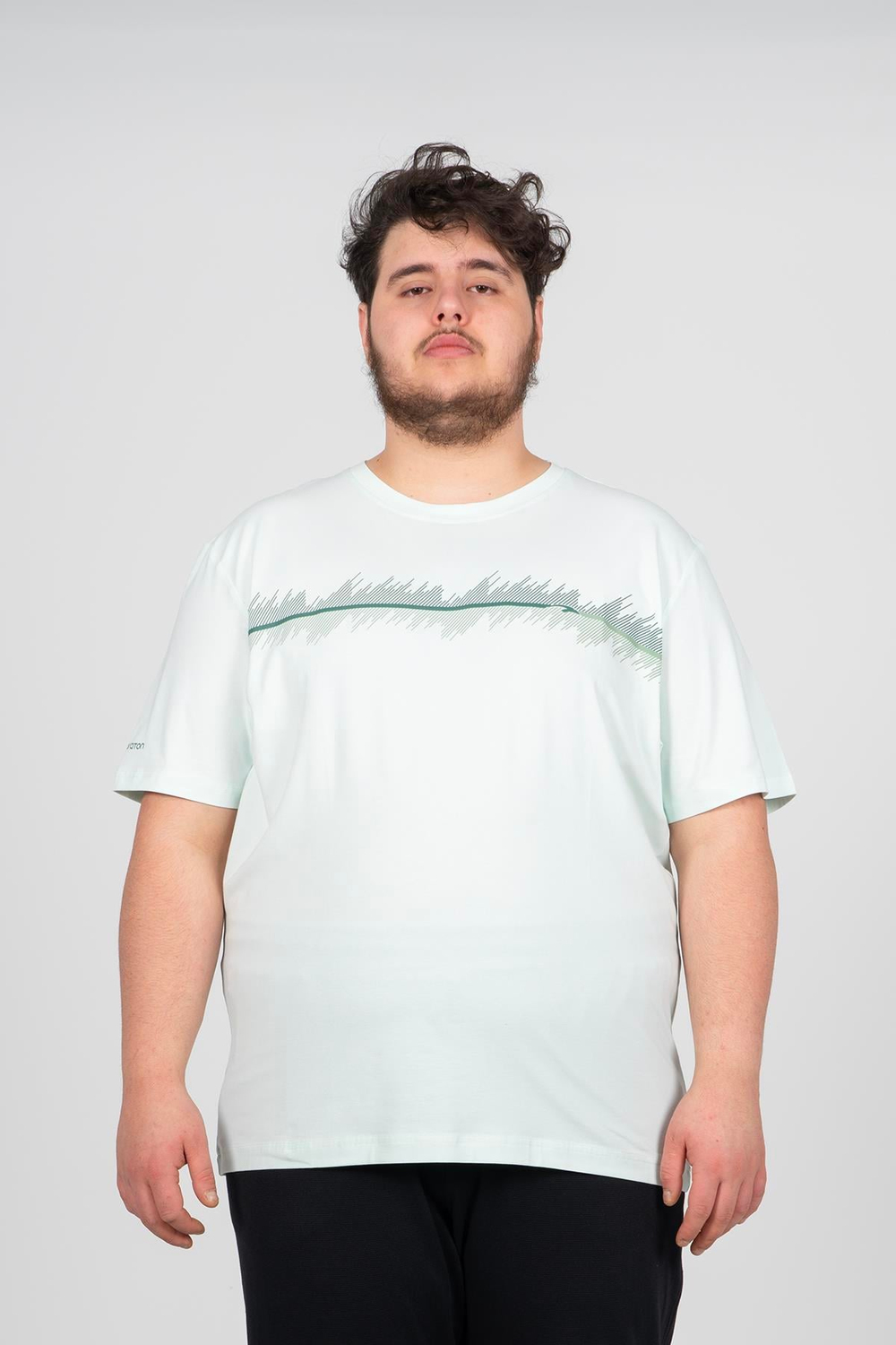 Maraton Sportswear Büyük Beden Erkek Bisiklet Yaka  Kısa Kol Basic SU YEŞİLİ T-shirt 22752