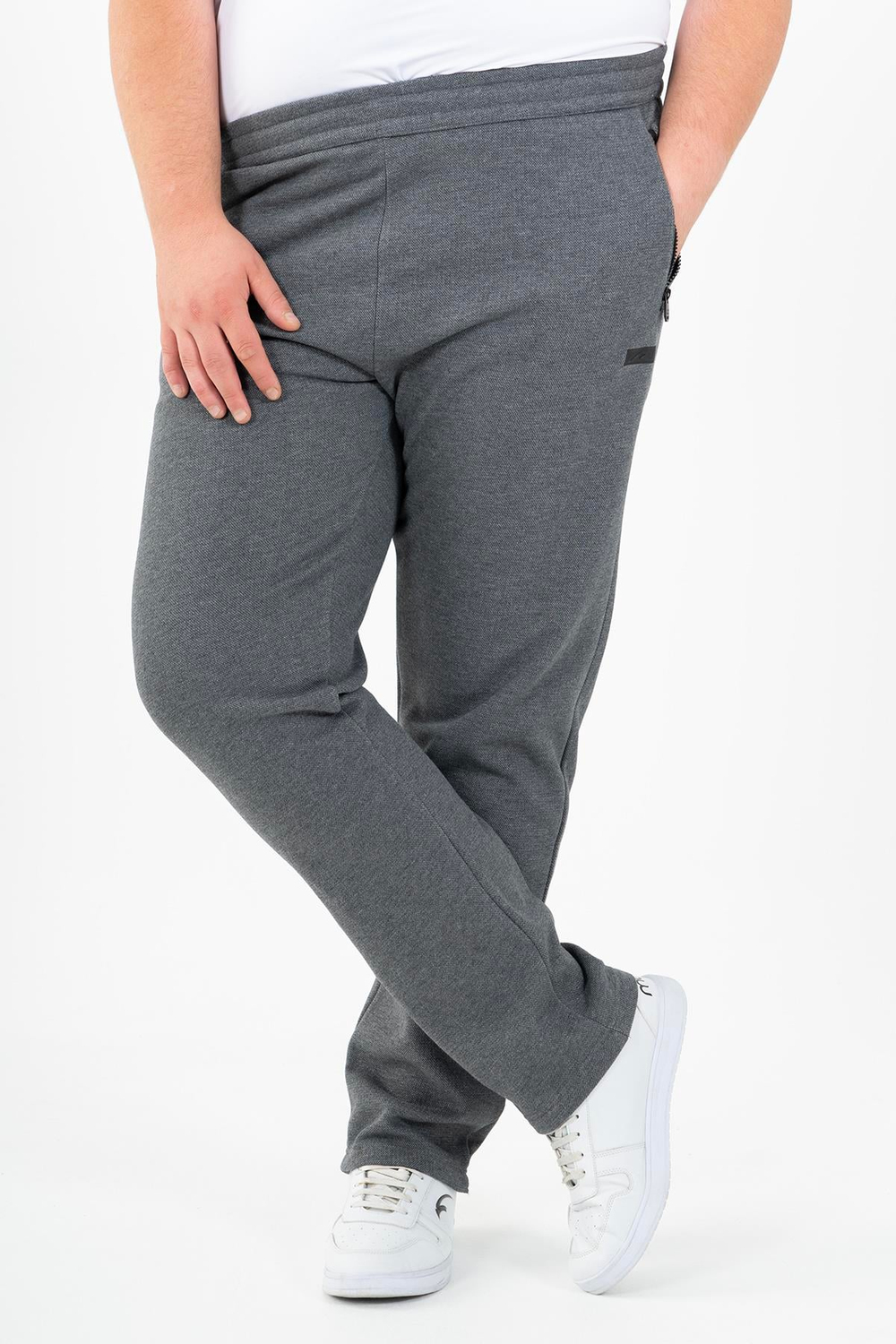 Maraton Sportswear Büyük Beden Erkek  Düz Paça  Basic Antrasit Melanj Eşofman Altı 22342
