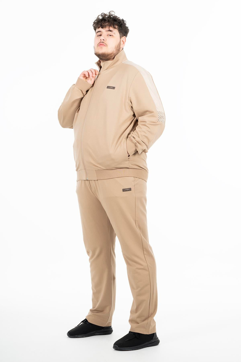 Maraton Sportswear Büyük Beden Erkek Dik Yaka Düz Paça Uzun Kol Basic  Eşofman Takımı 22346