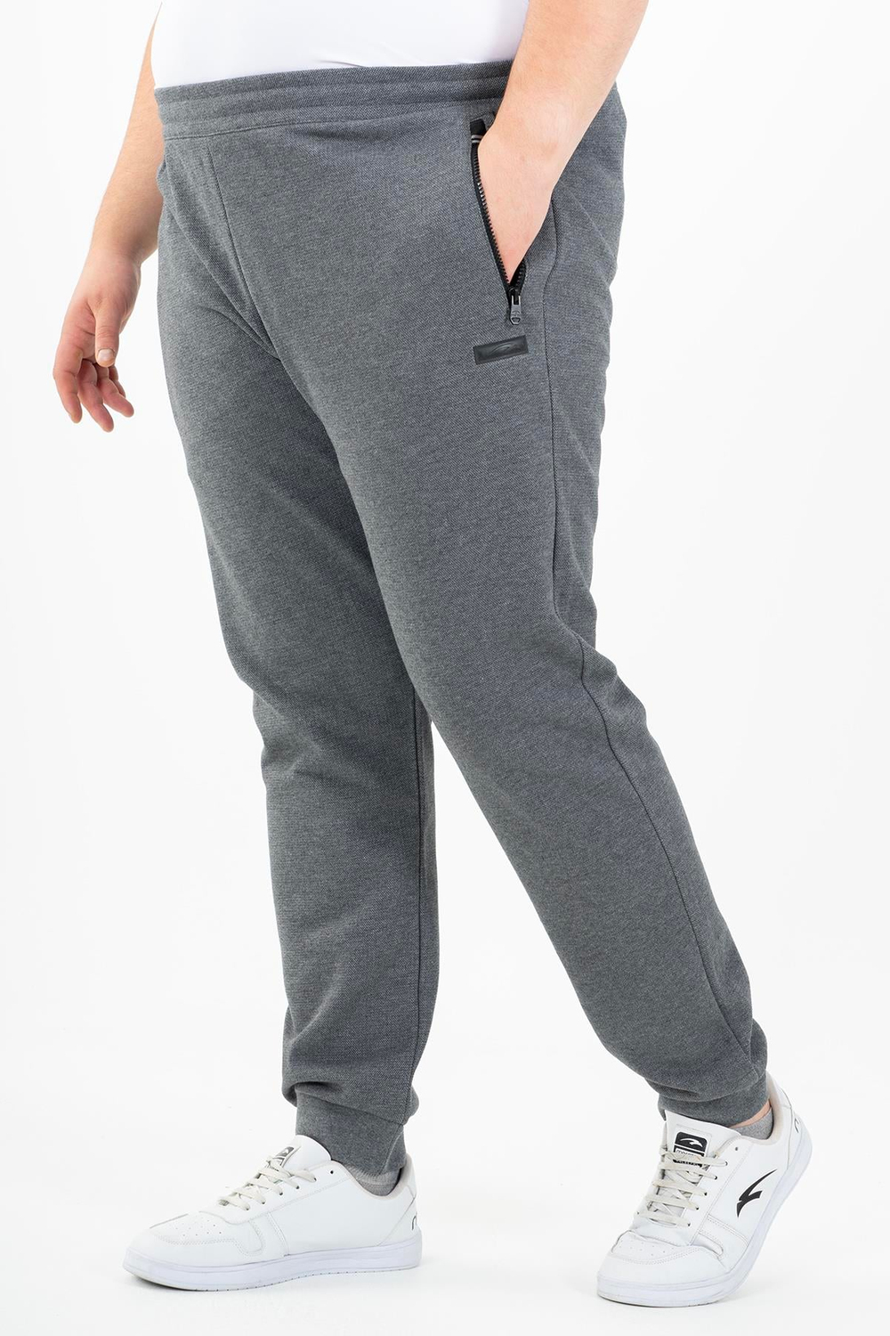 Maraton Sportswear Büyük Beden Erkek  Ribana Paça  Basic Antrasit Melanj Eşofman Altı 22343