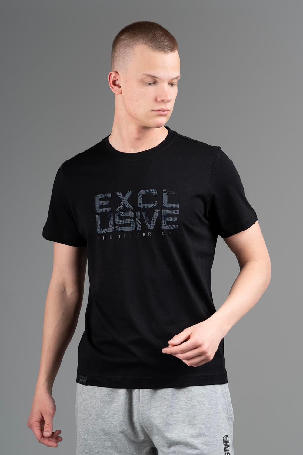 Maraton Sportswear Comfort Erkek Bisiklet Yaka  Takma Kol Basic Siyah T-shirt 22608