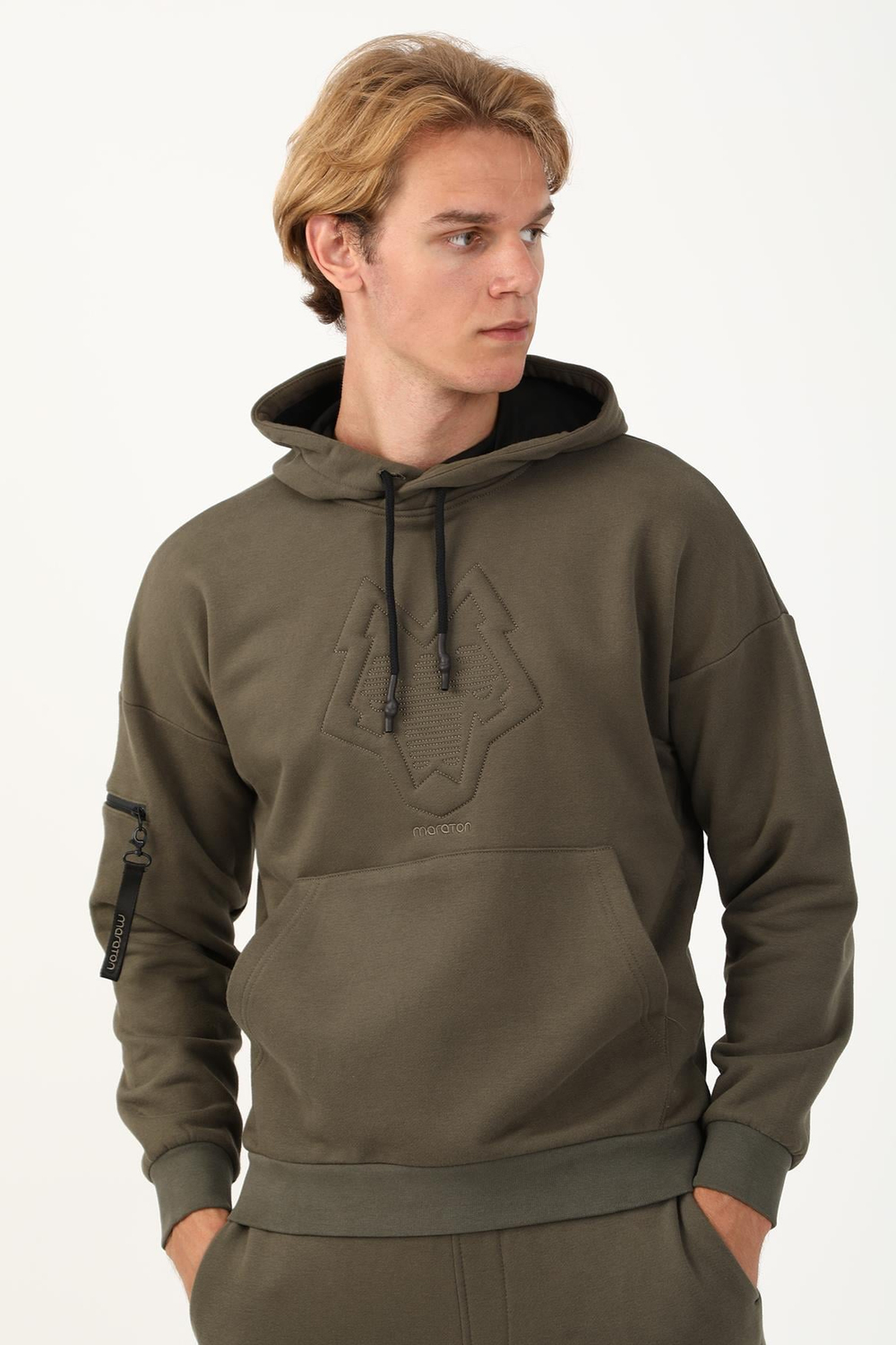 Maraton Sportswear Comfort Erkek Kapşonlu  Uzun Kol Basic Sweatshirt 21267