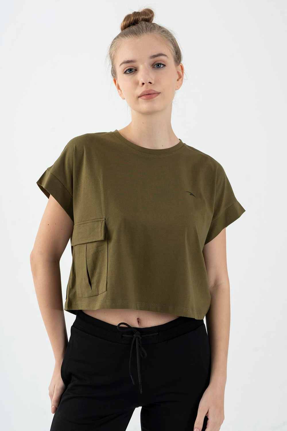 Maraton Sportswear Comfort Kadın Bisiklet Yaka  Kısa Kol Basic Crop Top 20856