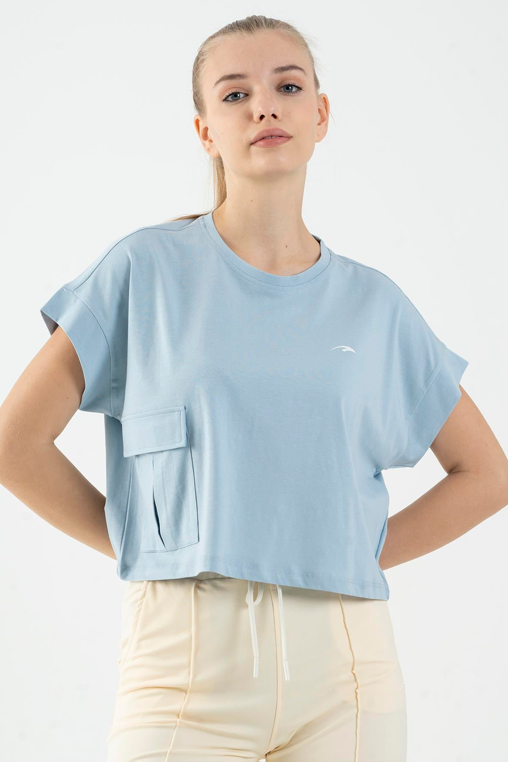 Maraton Sportswear Comfort Kadın Bisiklet Yaka  Kısa Kol Basic Crop Top 20856