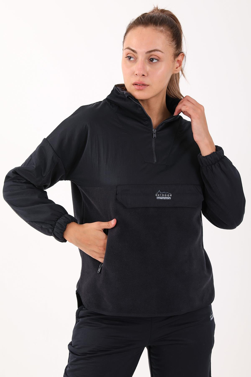 Maraton Sportswear Comfort Kadın Dik Yaka  Uzun Kol Outdoor Sweatshirt 21433