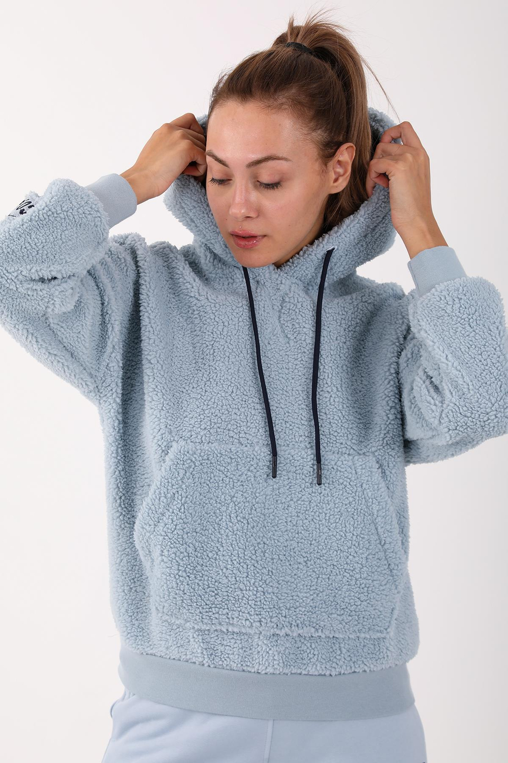 Maraton Sportswear Comfort Kadın Kapşonlu  Uzun Kol Basic Sweatshirt 21443