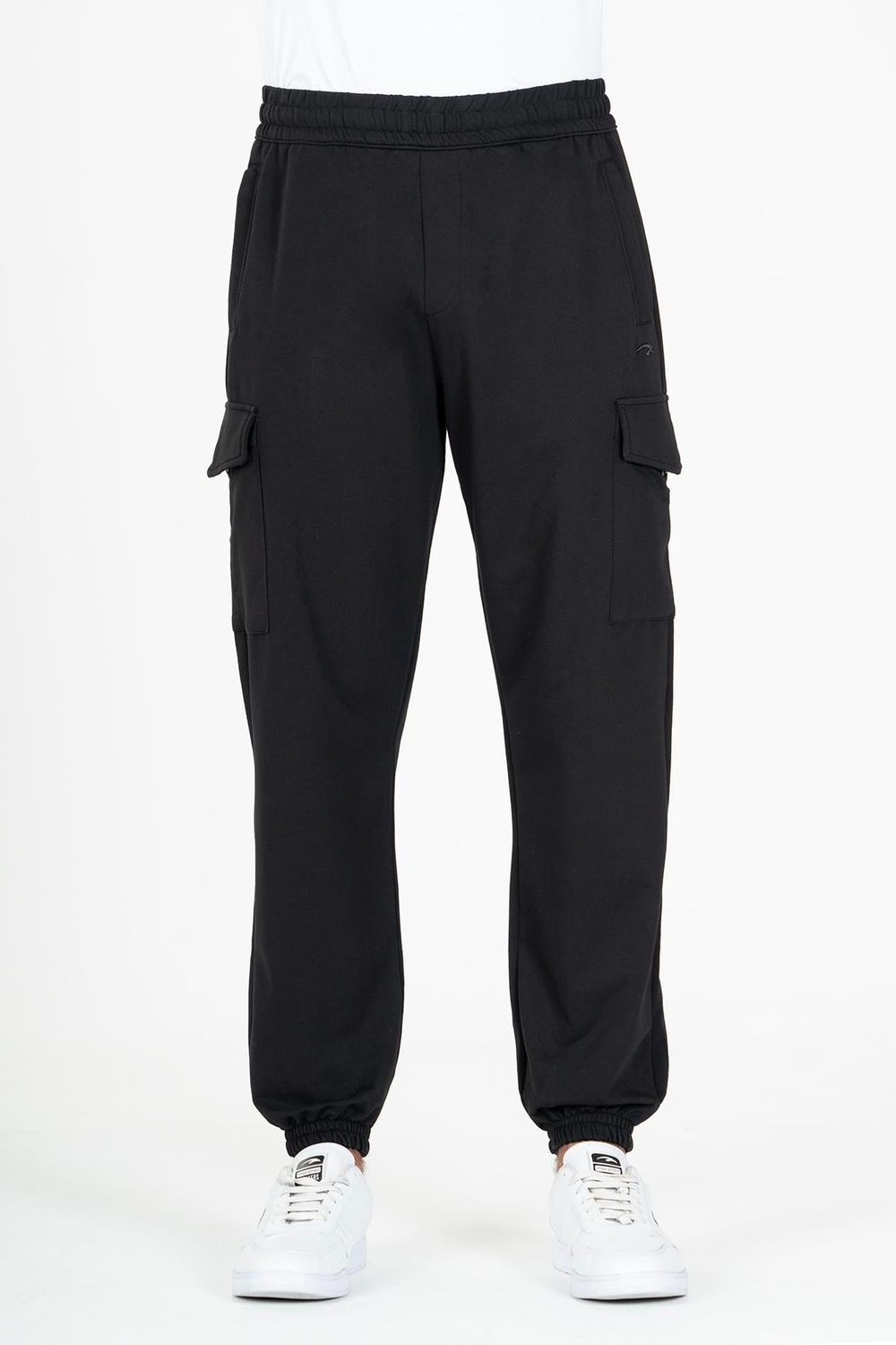 Maraton Sportswear Oversize Erkek  Ribana Paça  Basic Siyah Eşofman Altı 22396