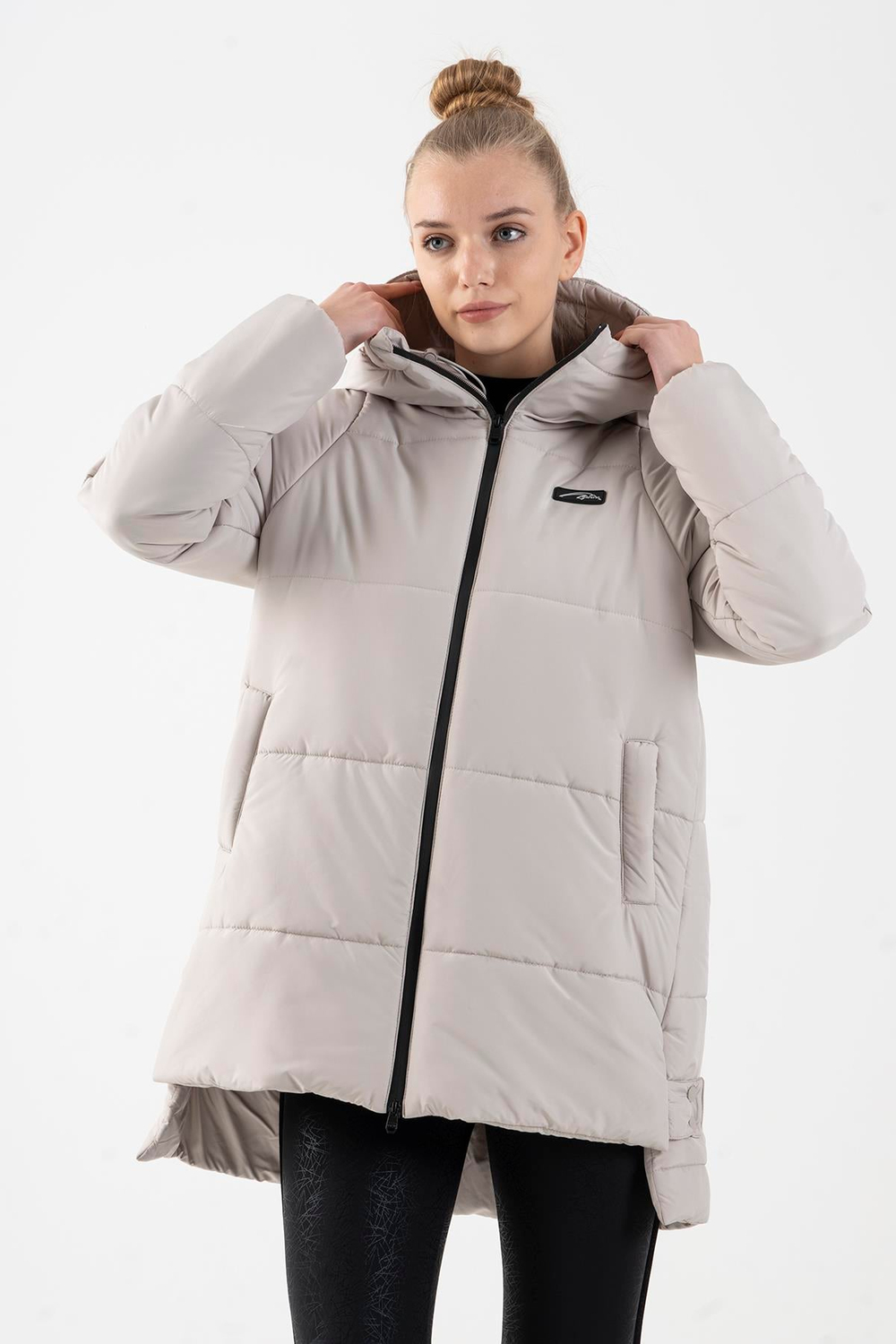 Maraton Sportswear Oversize Kadın Kapşonlu  Uzun Kol Basic  Mont 21903