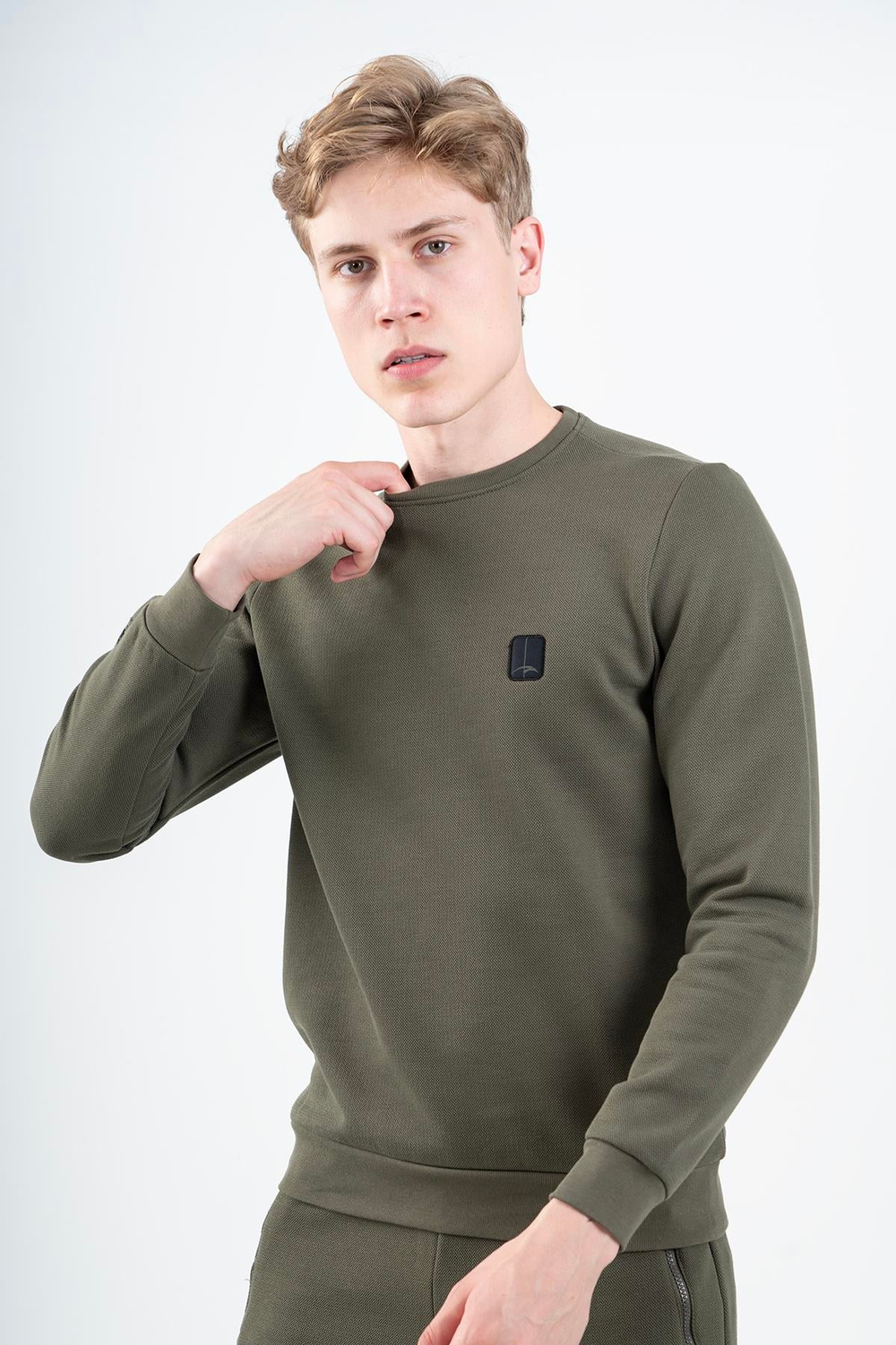 Maraton Sportswear Regular Erkek Bisiklet Yaka  Takma Kol Basic Sweatshirt 21796