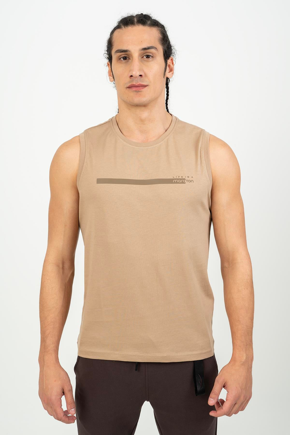 Maraton Sportswear Regular Erkek Bisiklet Yaka  Kolsuz Basic Atlet 21723