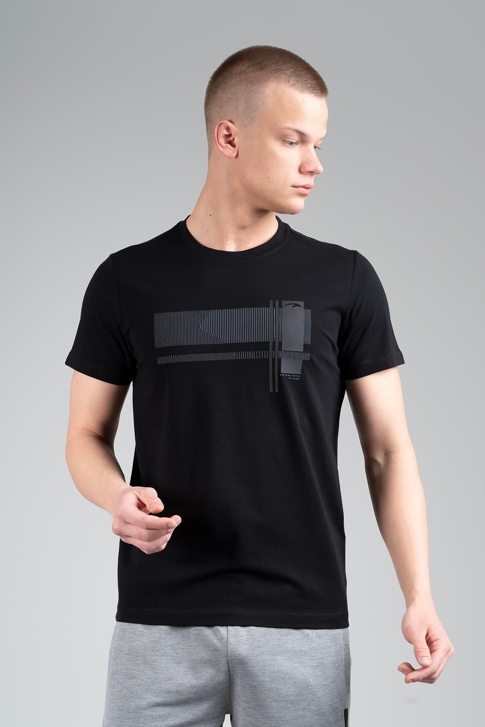 Maraton Sportswear Regular Erkek Bisiklet Yaka  Kısa Kol Basic Siyah T-shirt 22572