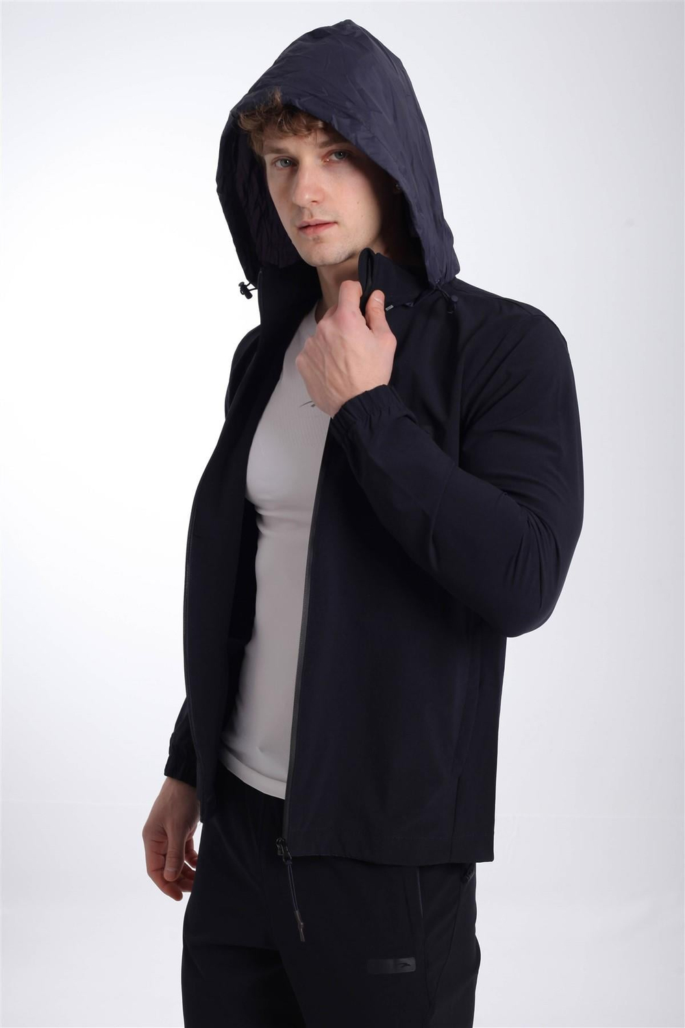 Maraton Sportswear Regular Erkek Çıkma Kapüşonlu  Uzun Kol Basic Yağmurluk 20944