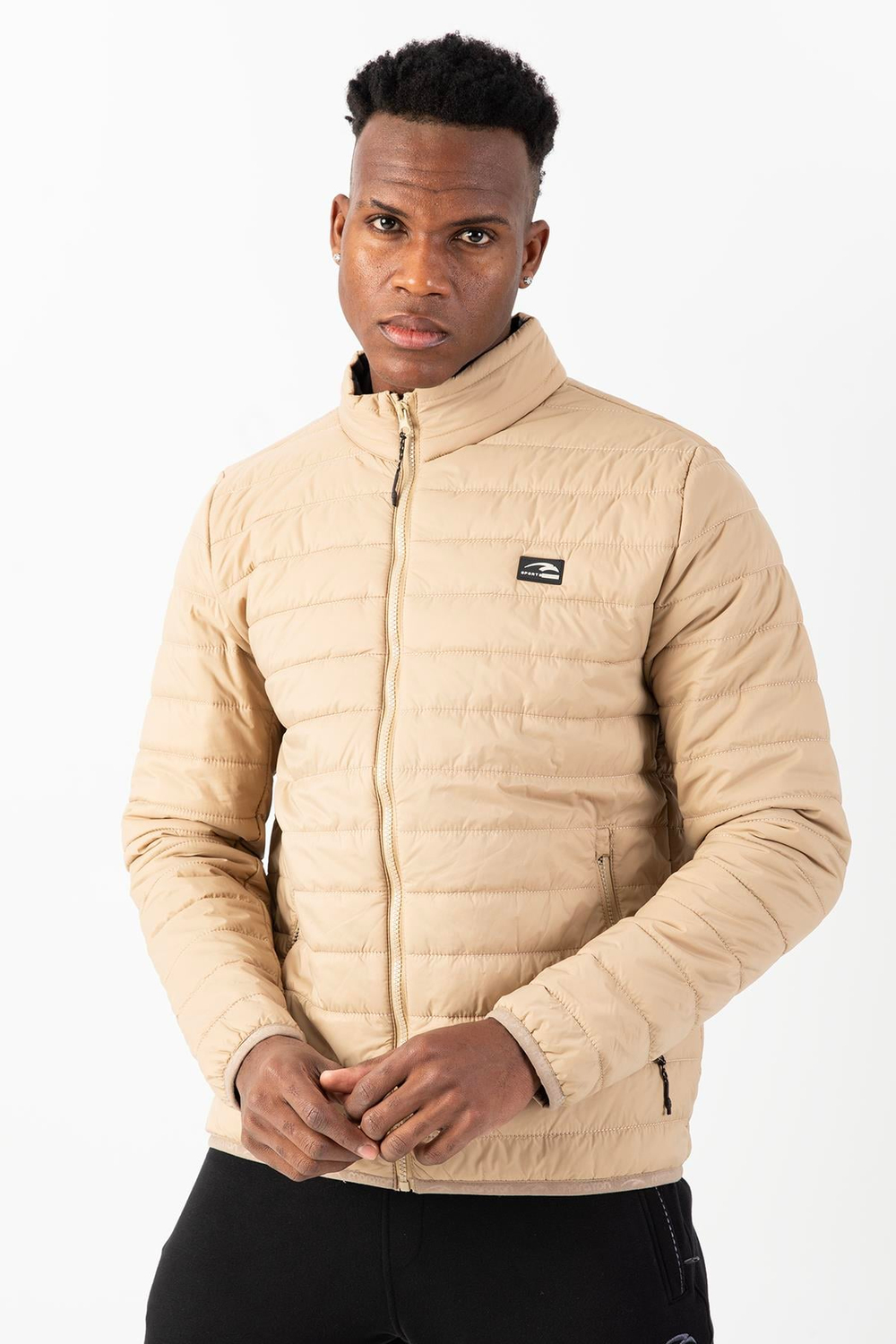 Maraton Sportswear Regular Erkek Dik Yaka  Takma Kol Basic Açık Vizon Mont 22310