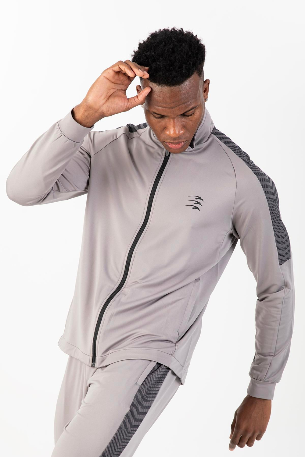 Maraton Sportswear Regular Erkek Dik Yaka  Reglan Kol Basic Gri Eşofman Üstü 21587