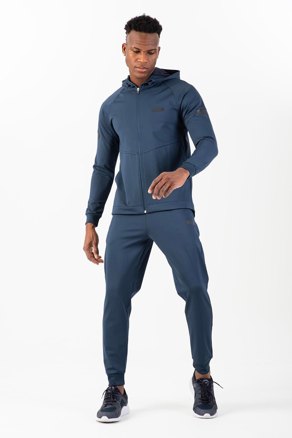 Maraton Sportswear Regular Erkek Kapşonlu Ribana Paça Reglan Kol Training Navy Eşofman Takımı 21603