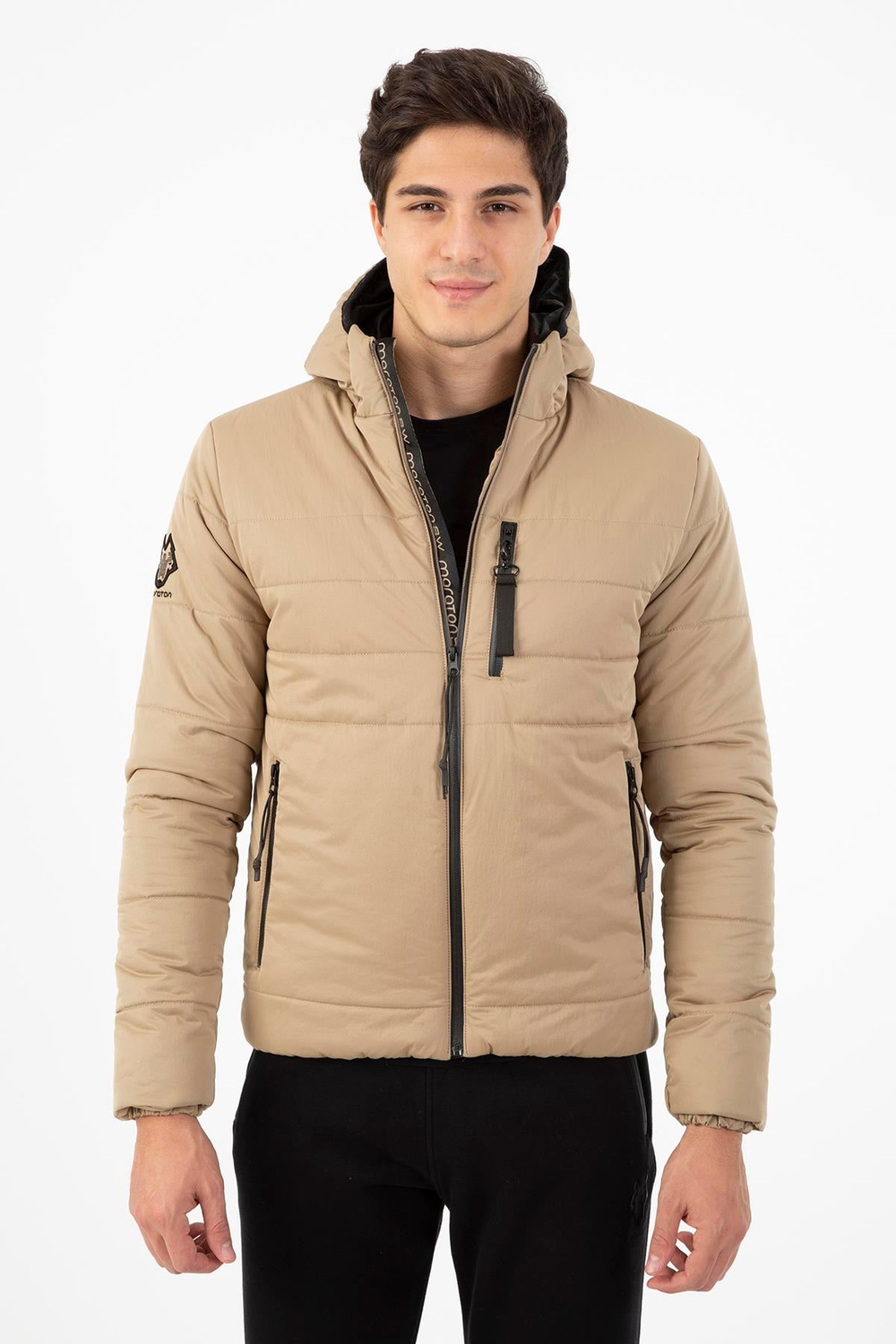 Maraton Sportswear Regular Erkek Kapşonlu  Uzun Kol Basic Mont 21264