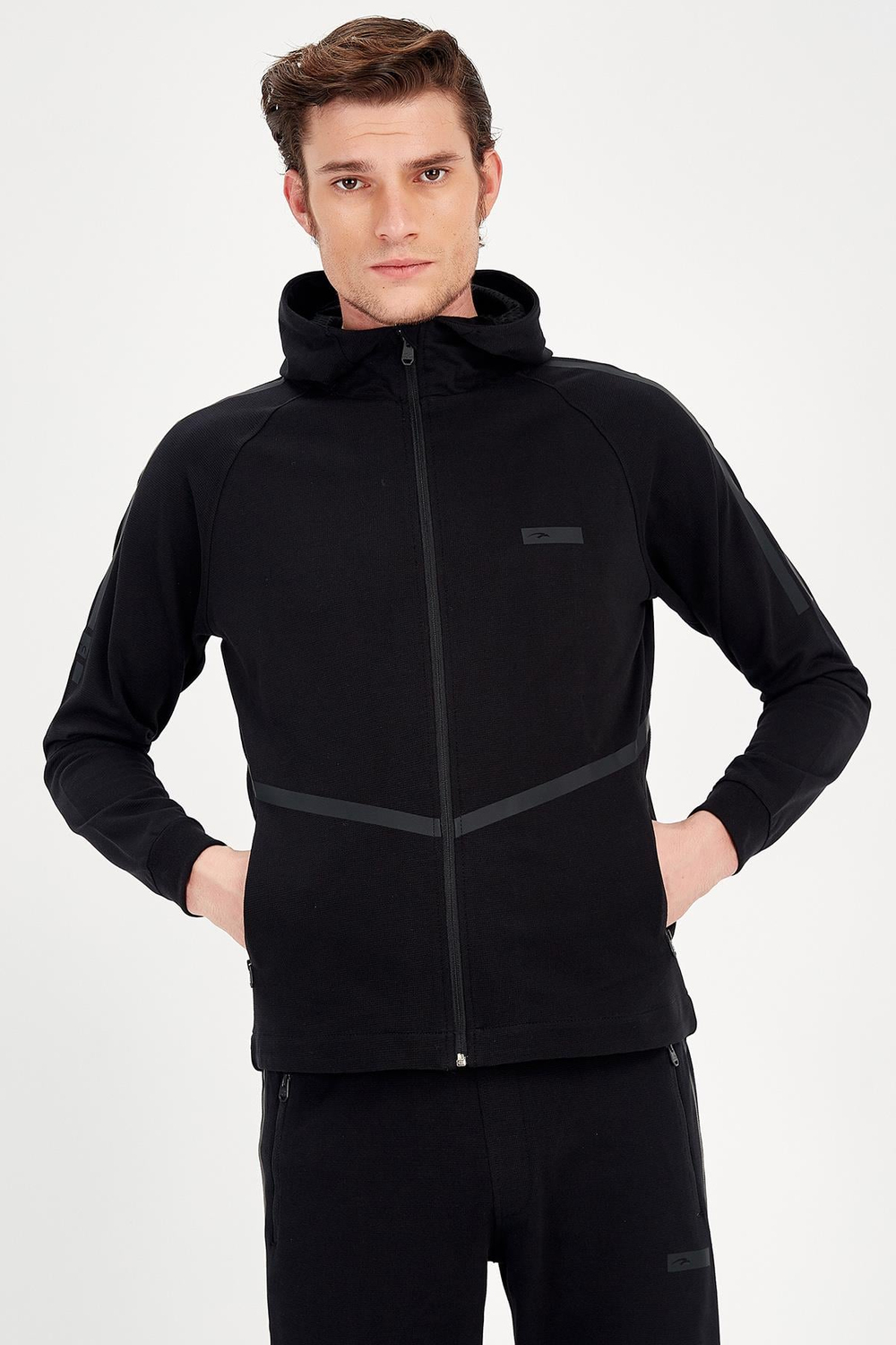Maraton Sportswear Regular Erkek Kapşonlu  Uzun Kol Basic Eşofman Üstü 18852