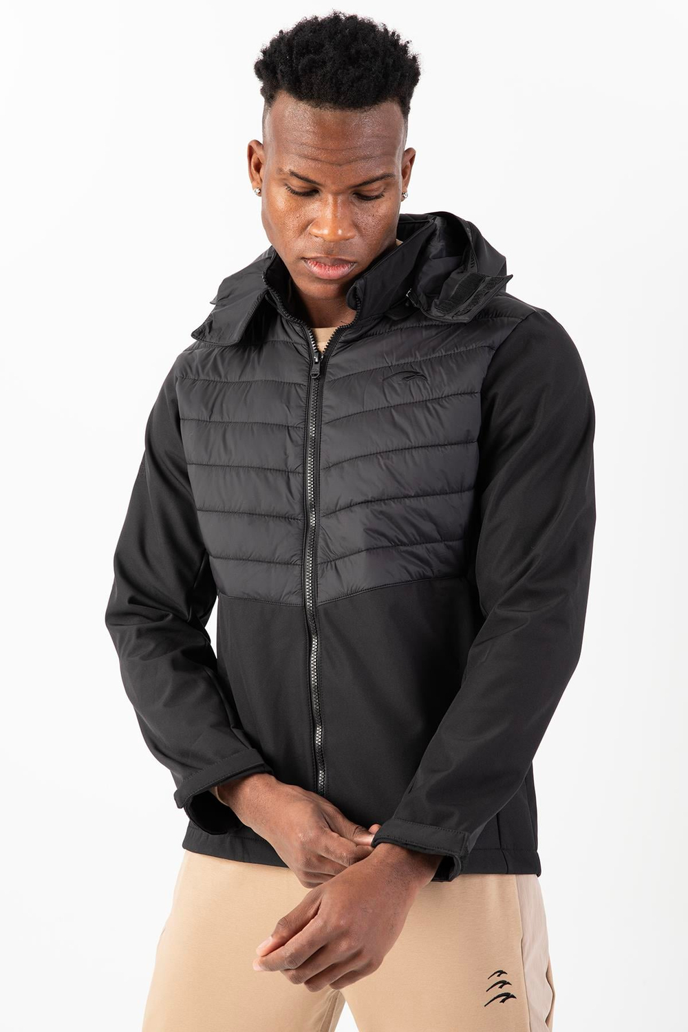 Maraton Sportswear Regular Erkek Kapşonlu  Takma Kol Outdoor Siyah Ceket 21797