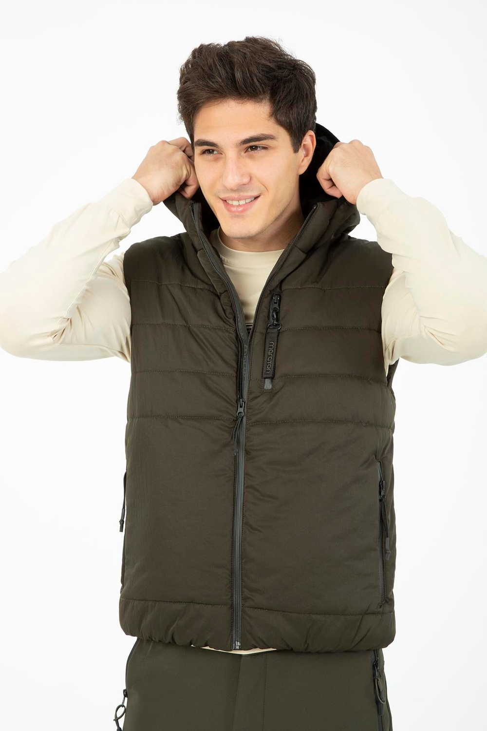 Maraton Sportswear Regular Erkek Kapşonlu  Kolsuz Basic Yelek 21265