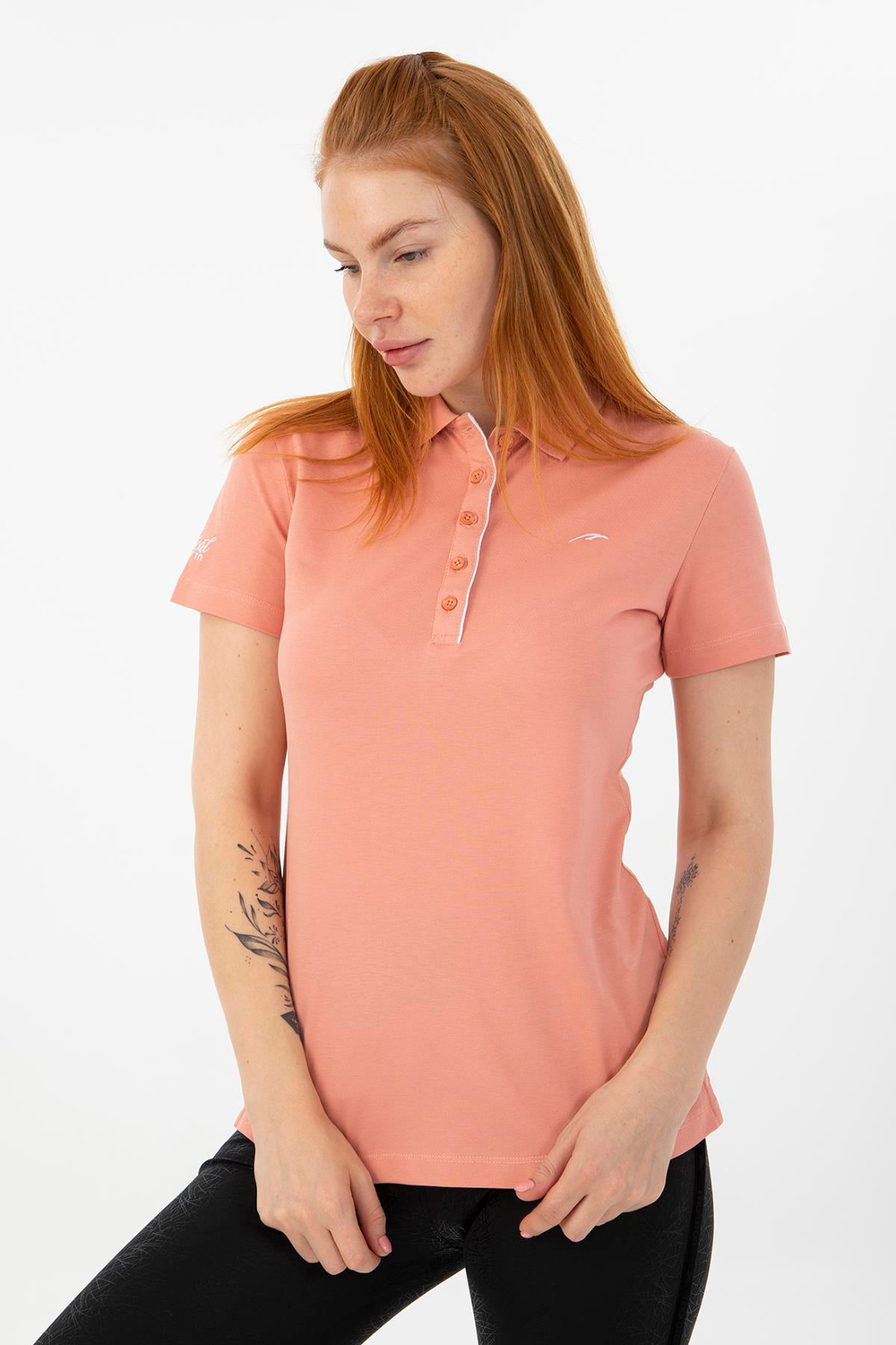 Maraton Sportswear Regular Kadın Polo Yaka  Kısa Kol Basic T-shirt 19020