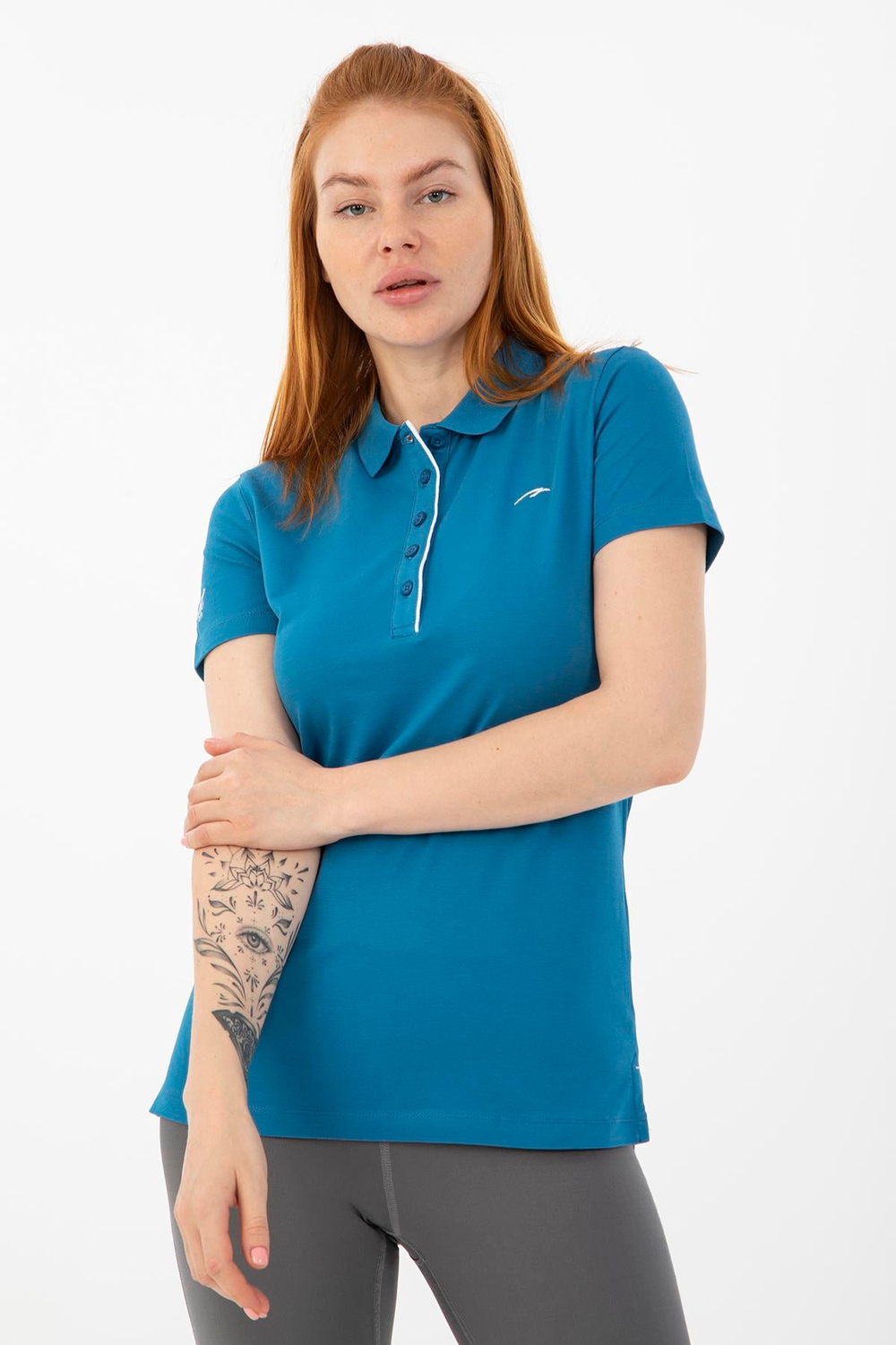 Maraton Sportswear Regular Kadın Polo Yaka  Kısa Kol Basic T-shirt 19020