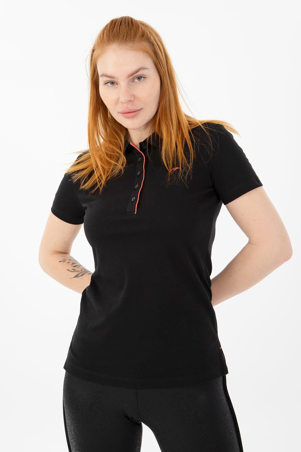 Maraton Sportswear Regular Kadın Polo Yaka  Kısa Kol Basic T-shirt 19020