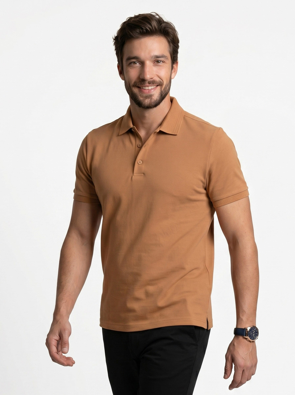 Taba Yaka Desenli Erkek Polo Yaka Tişört