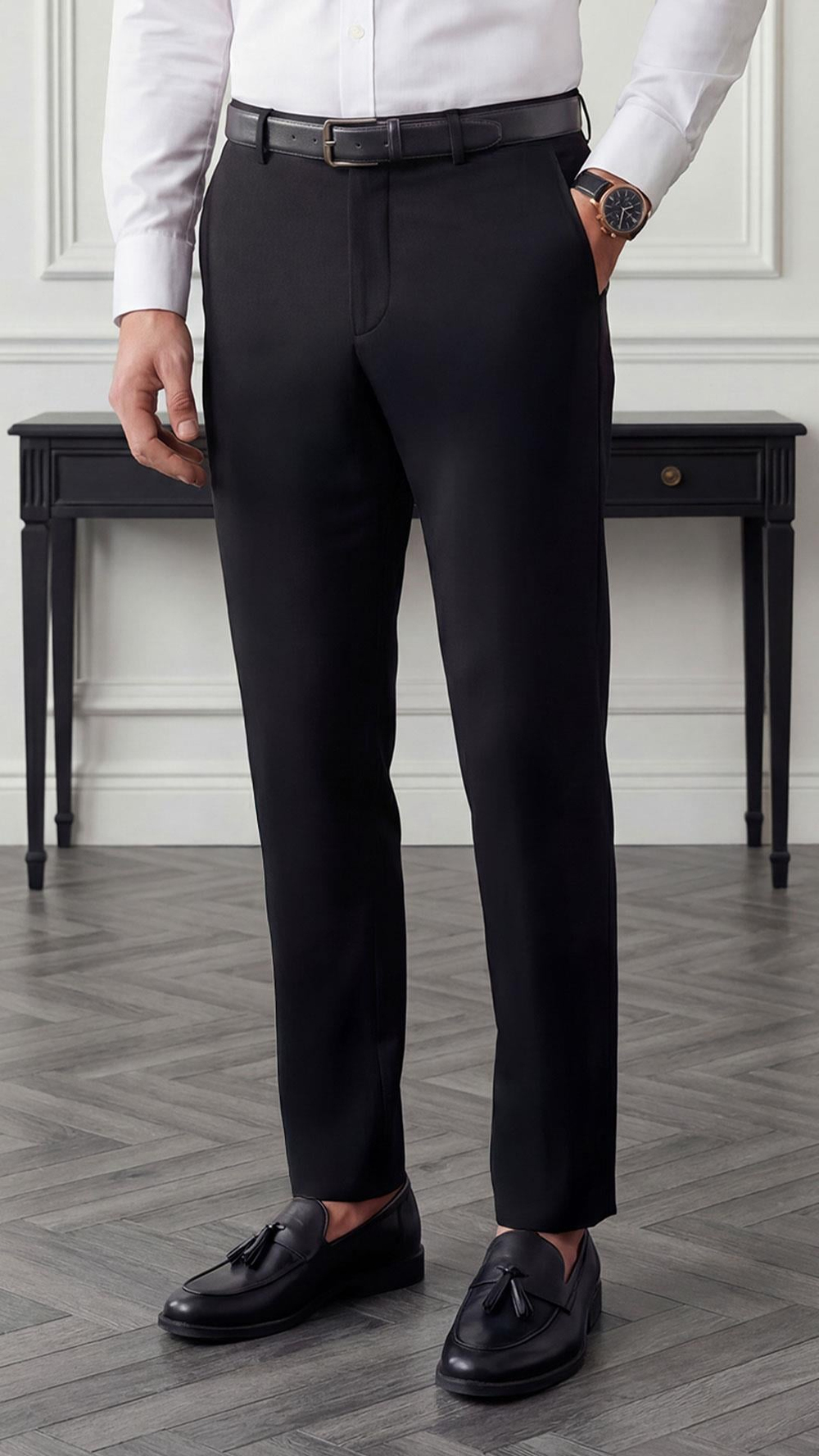 Spor Klasik Siyah Kolay Ütülenebilir Easy Iron Erkek Pantolon