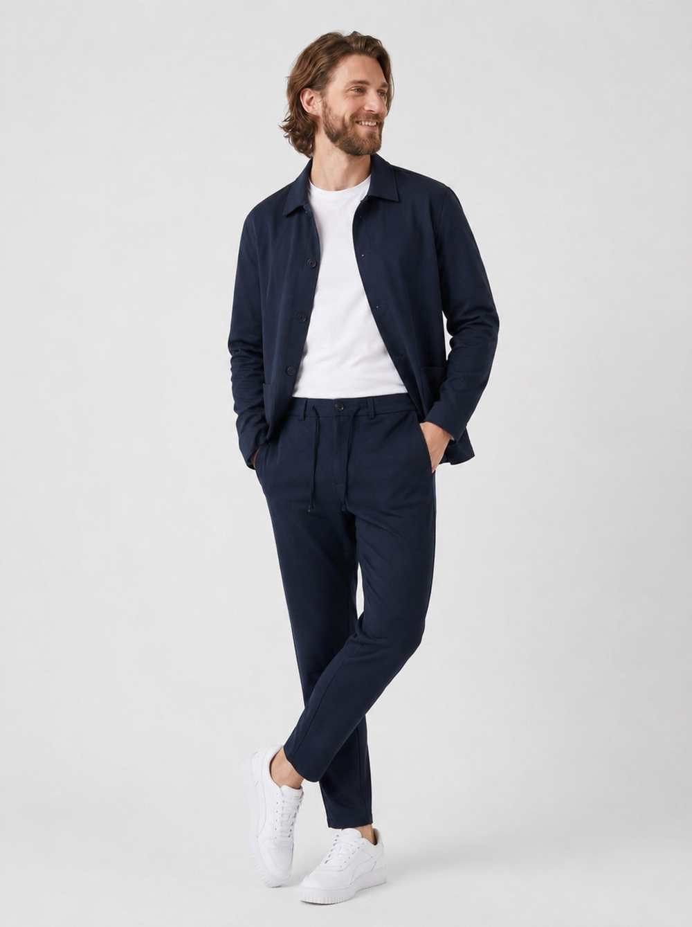 Lacivert ipli Kolay Ütülenebilir Easy Iron Jogger Erkek Pantolon