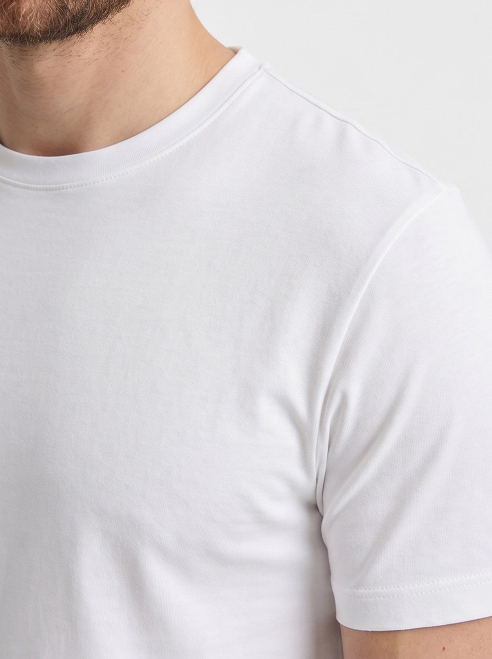 Premium Likralı Organik Pamuk Basic Slimfit Beyaz Erkek Tişört